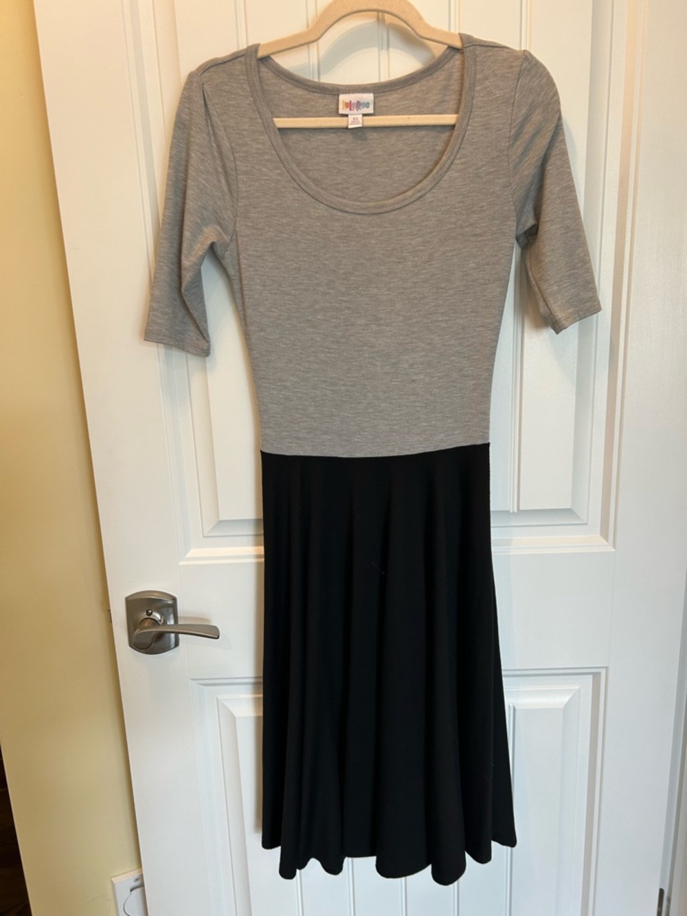 LuLaRoe Gray and Black Midi Dress